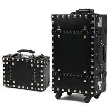 Women’s Vintage Diamonds Suitcase Universal Wheels Trolley Luggage High-grade Leather Travel Bag Password Box 12″ 20″ 22″ 24″