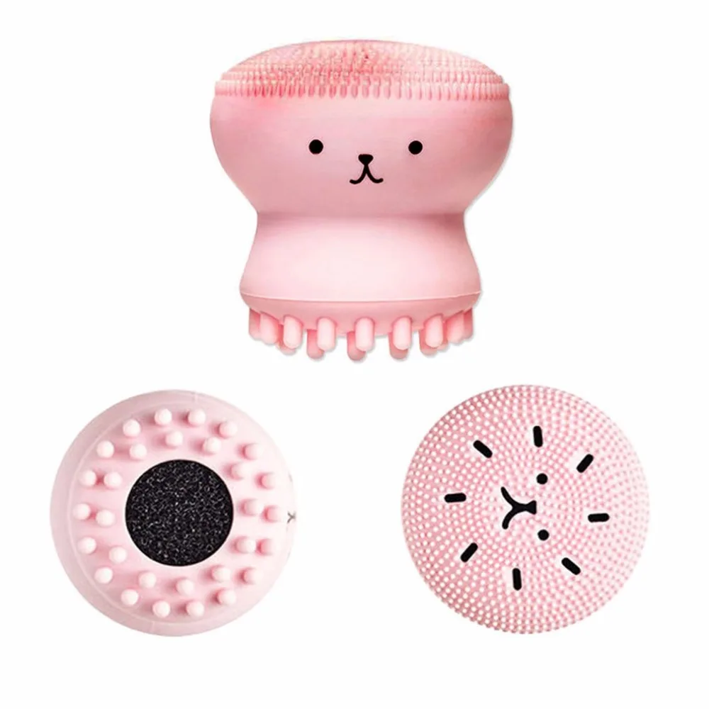

Lovely Cute Animal Small Octopus Shape Silicone Facial Cleaning Brush Deep Pore Cleaning Exfoliator Face Washing Brush Skin Care