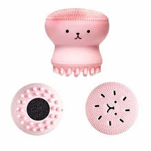 Adorável Forma Animal Bonito Pequeno Polvo Silicone Facial Escova de Limpeza Esfoliante de Limpeza Profunda Dos Poros Escova de Lavar o Rosto Cuidados Com A Pele