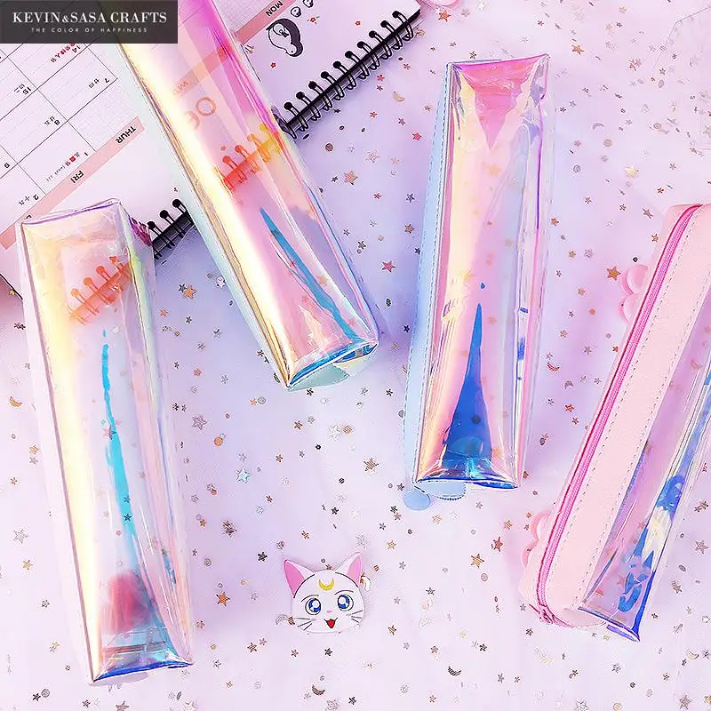 

Iridescent Laser PVC Pencil Case Quality PU School Supplies Stationery Gift Pencilcase School Cute Pencil Box Bts School Tools