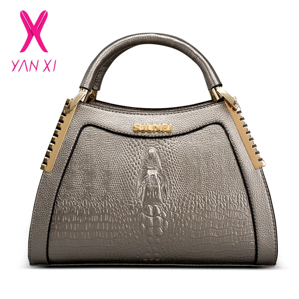 

YANXI Fashion Alligator Leather Handbag Women Messenger Bag Crocodile Head Crossbody Bag for Women Party Handbag Bolsas Feminina