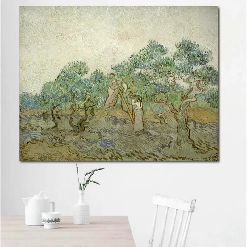 Самоотверженный Венсан Ван Гог Ирисы печать пейзаж живопись искусство на camvas картина маслом без рамки - Цвет: Olive Grove8-