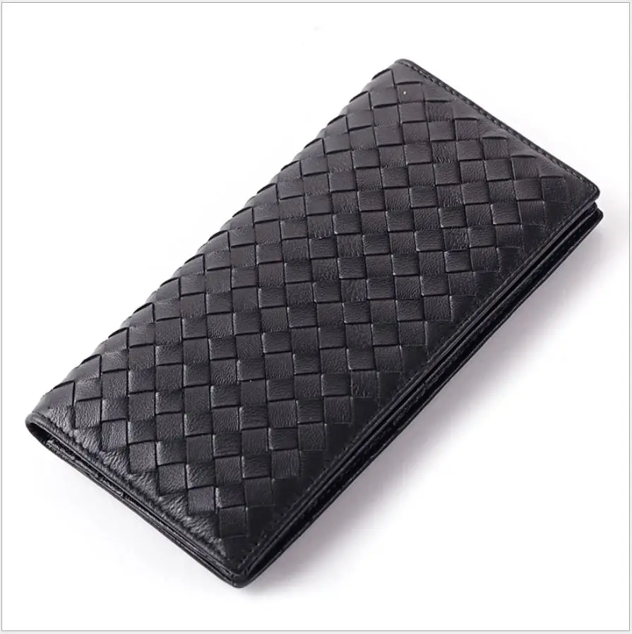 

Sheepskin wallet men Genuine leather high quality long purse men with card holder Black and Navy Blue
