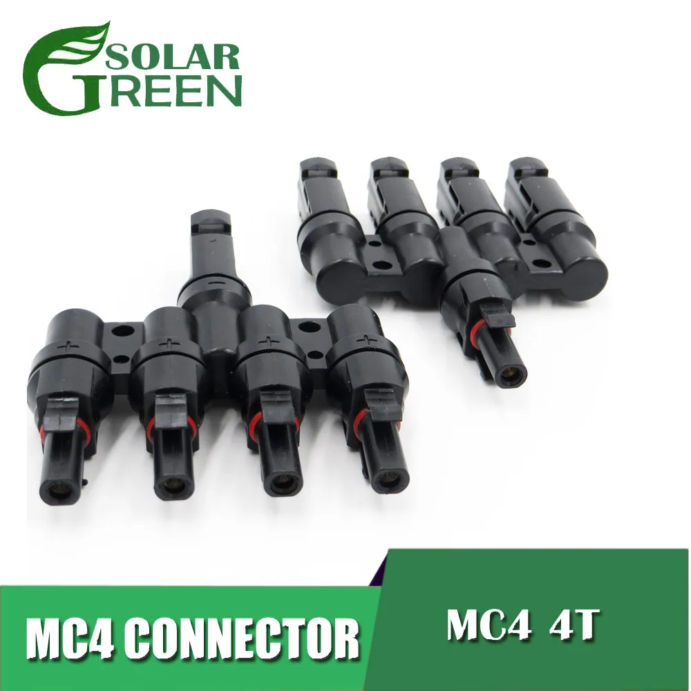

4PCS Photovoltaic Panel parallel connection MC4 4T 1 to 4 in Branch 30A 1000V Electrical Solar MC4 Connector Cable Wire Conne