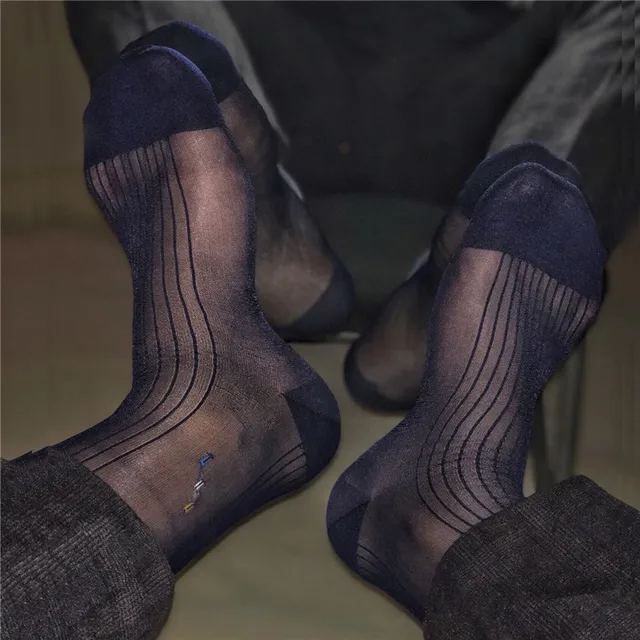 Ultra Thin Silk Socks Mens Formal Dress Suit Socks Sexy Sheer