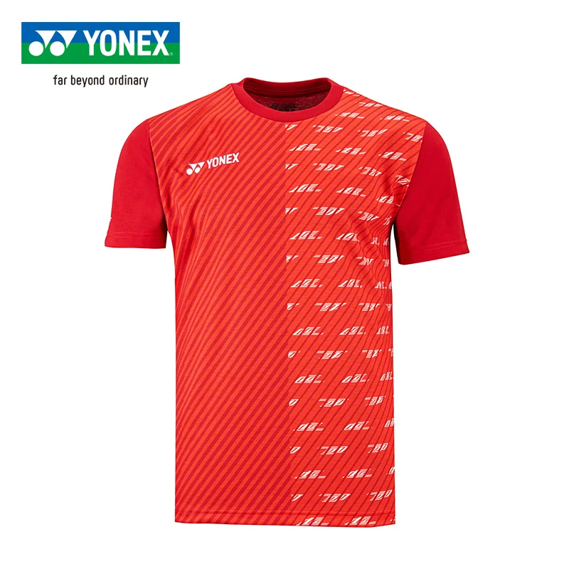 Yonex для мужчин футболки для бадминтона дышащий комфорт быстросохнущая футболка с короткими рукавами для фитнеса Спортивная футболка 16420 LCWCR