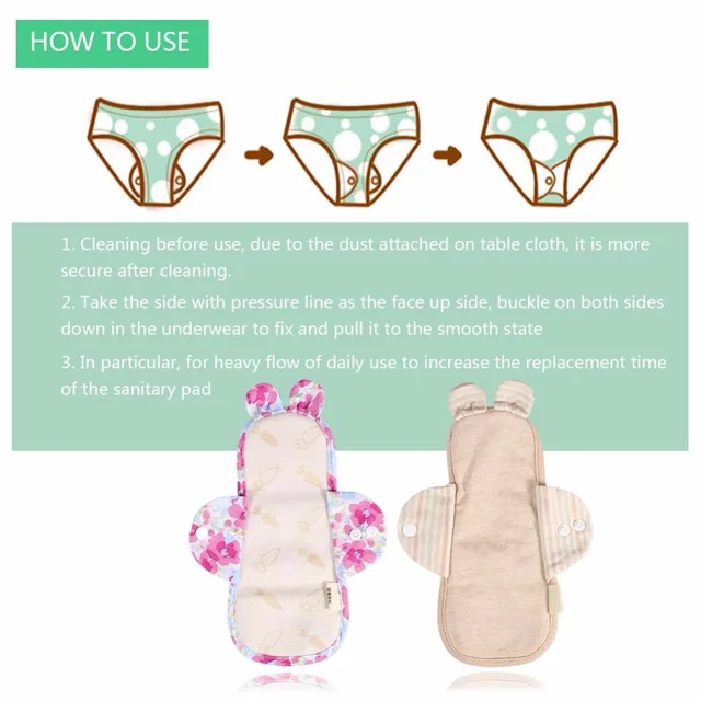 1Pcs New Organic Cotton Menstrual Pads 2 Style Feminine Soft Washable Reusable Menstrual Napkin Panty Liner Sanitary Cloth Pads