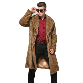 

S-6XL European and American New Men's Winter Clothes Men's Imitation Mink Fur Overcoat Long Trench Coat Male Faux Fur Coat