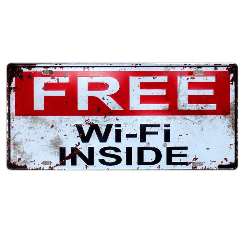 Бесплатный Wi Fi винтажный металлический номерной знак декоративные таблички для