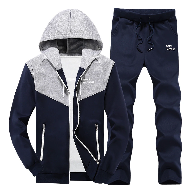 Модные осенние зимние мужские свитшоты комплекты спортивной одежды спортивный костюм Брендовые повседневные куртки с капюшоном пальто