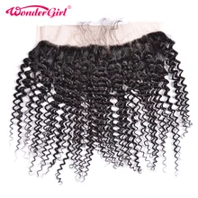 Wonder girl Brazilian Kinky Curly Hair 13×4 Ear to Ear Lace Frontal With Baby Hair Human Hair Closure Remy Hair Natural Color