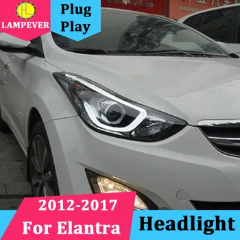 

Headlight For Hyundai Elantra headlights angel eyes 2012-2017 For Elantra head lamp bi xenon lens Hi Low Beam h7 Front light