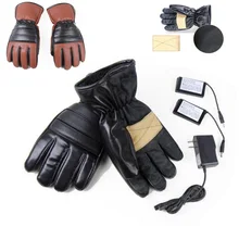 1 Par de Cuero de Esquí de Invierno Al Aire Libre Trabajo Warmer Bicicleta de La Motocicleta Guantes Eléctricos Calefactables Manos W/3000 mAh Batería Recargable