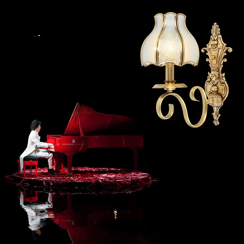 1 шт. медная настенная лампа с матовым стеклом, абажур, настенное бра для прикроватной тумбы, лампа для крыльца, зеркальный светильник для спальни, внутренний настенный светильник s