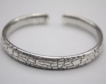 

Real S999 Silver Bangle Crack 8mmW Women's 55-58mm Gift Fashion Friend Hot Sale