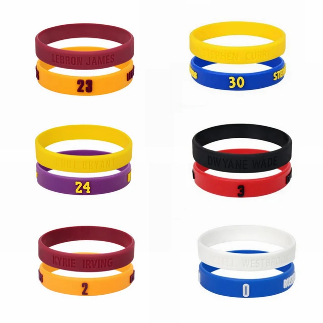 2pcs Silicone Sports Wristband Popular Basketball Star Bracelet Rubber
