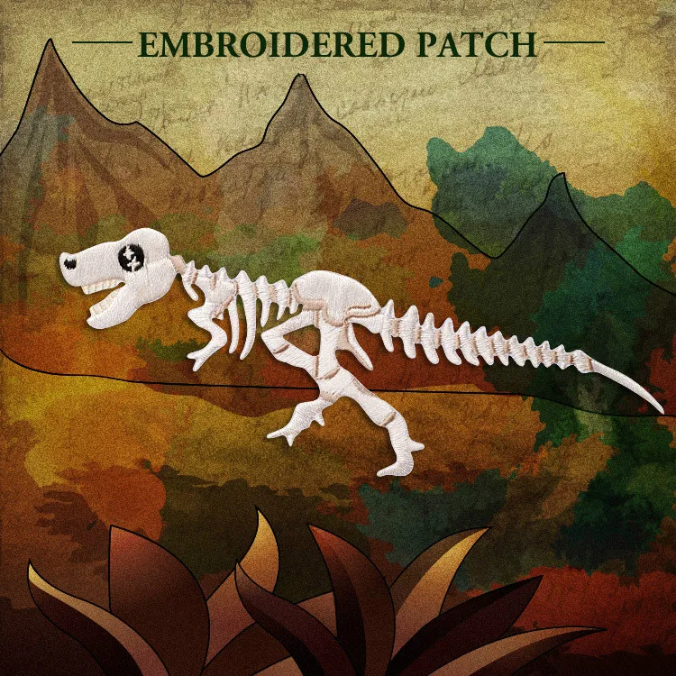 

Embroidered Skeleton Dinosaur Patch for Clothes Stick on Sewing Applique for Jeans Jackets Biker Patch Shoes Bags Sticker Badges