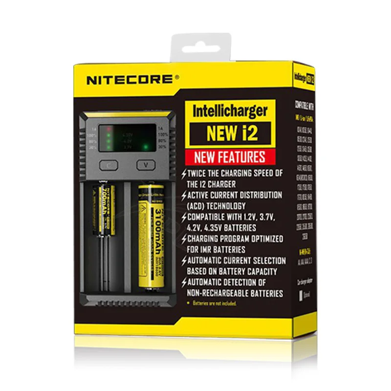 Оригинальное NItecore D4 D2 Новое I4 I2 Digi зарядное устройство lcd интеллектуальное Li-Ion AA AAA 18650 14500 16340 26650 зарядное устройство для автомобиля - Цвет: I2