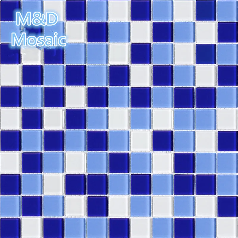 Постепенное изменение сине-белые кристалл мозаики для Бассейны для ванной кухня щитка украшение стены лестницы плитка