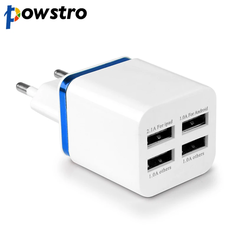 Travel Adapter for iPhone Samsung iPad For Android Phone chargerUS Plug or EU Plug 5.1A Universal 4 Ports USB Wall Charger 