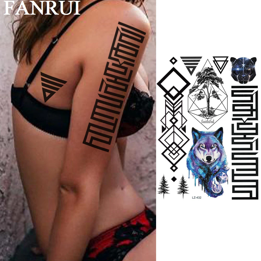 Временные татуировки FANRUI Galaxy Wolf Diamond наклейки геометрическое сексуальное