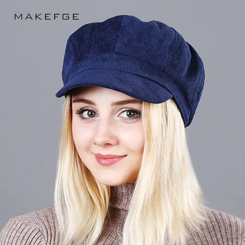 

Women's Beret Hat New Arrivals Octagonal Hats For Women Fashion Corduroy Vintage Boina Autumn Winter Newsboy Caps