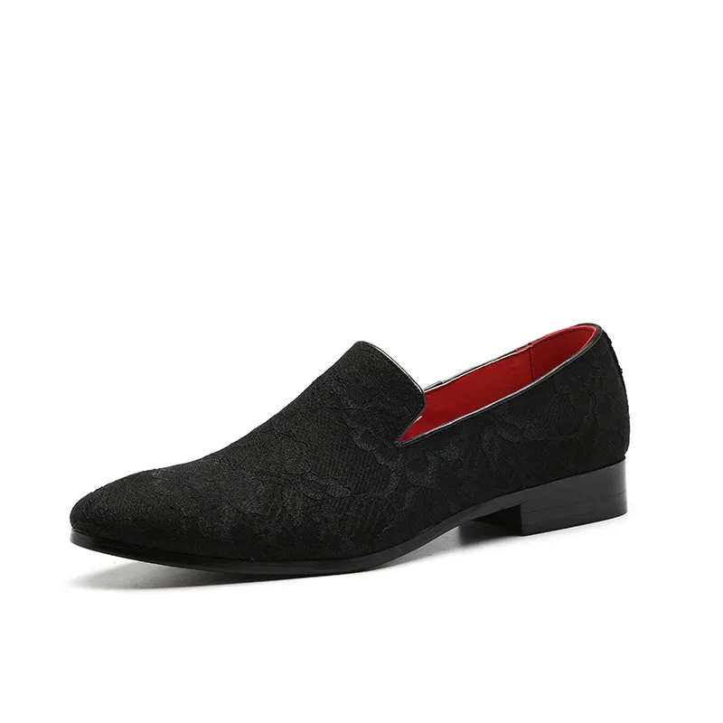 Повседневная модная мужская обувь из флока, высокое качество, Оксфордский бизнес, костюм, дышащая рабочая обувь, большие размеры, обувь на плоской подошве, официальная модельная обувь с вышивкой 2 - Цвет: Черный