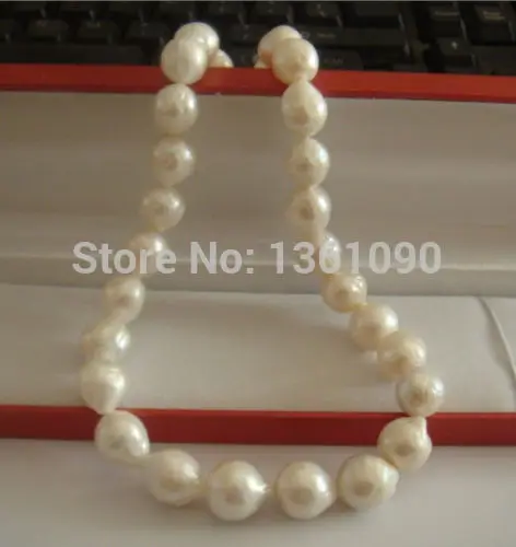 

N604 12mm natural Maluku Islands Indonesia white pearl necklace 17'' NEW
