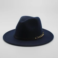 Fashion female woolen black hat pink solid color fedora hat ladies felt hats leather belt winter women jazz hat new arrival