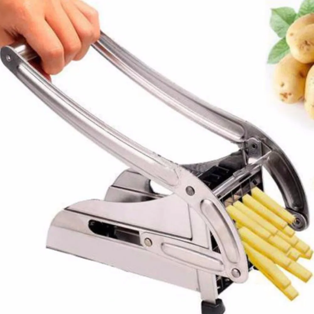 

Stainless Steel Home French Fries Potato Chips Strip Cutting Cutter Chopper Chips Making Tool Potato Cutting Fries + 2 Blades