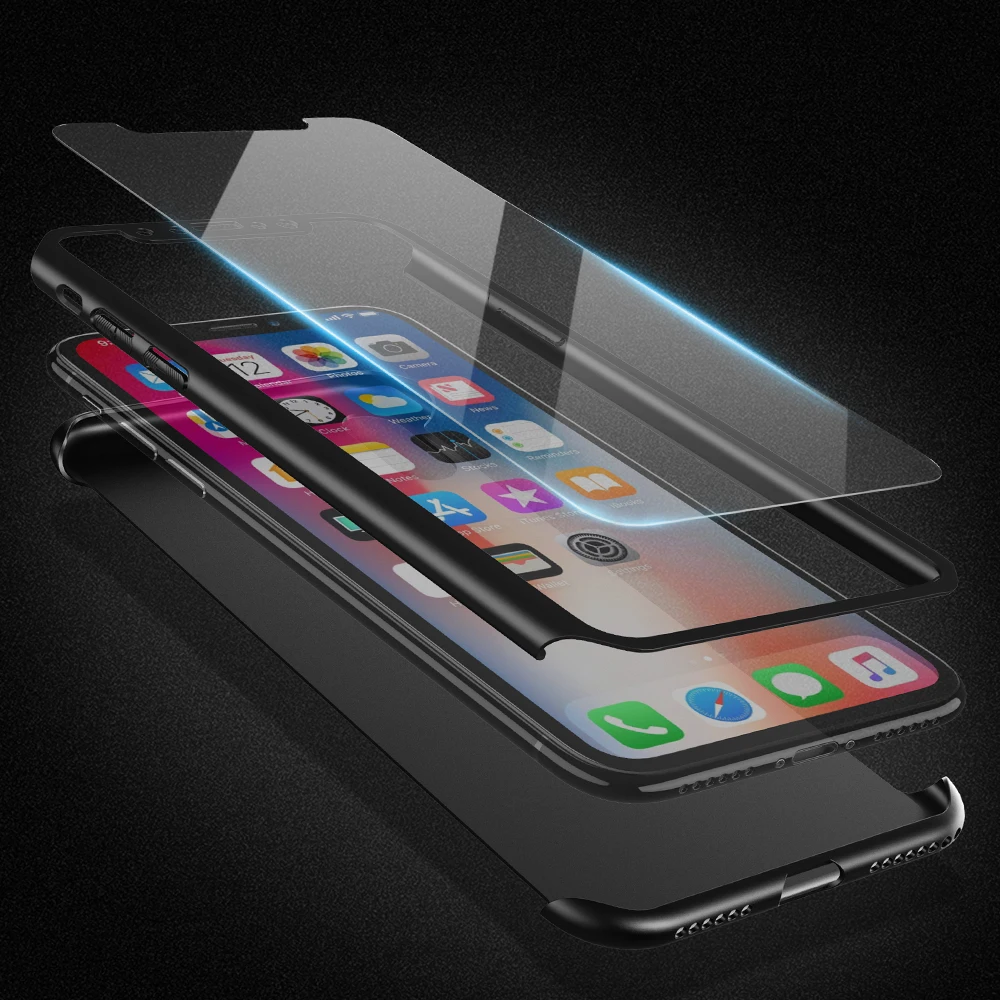 KISSCASE 360 Защитный чехол для iPhone 11 pro Max XR 7 XS 8 Plus X стеклянная передняя крышка 6S 6
