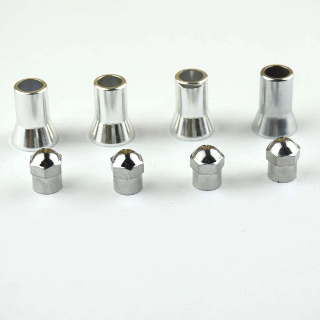 4 Sets TPMS Tire Valve Stem Caps & Sleeve Covers For American Car And Truck Set of Four Chrome Sleeves and Four Chrome Caps