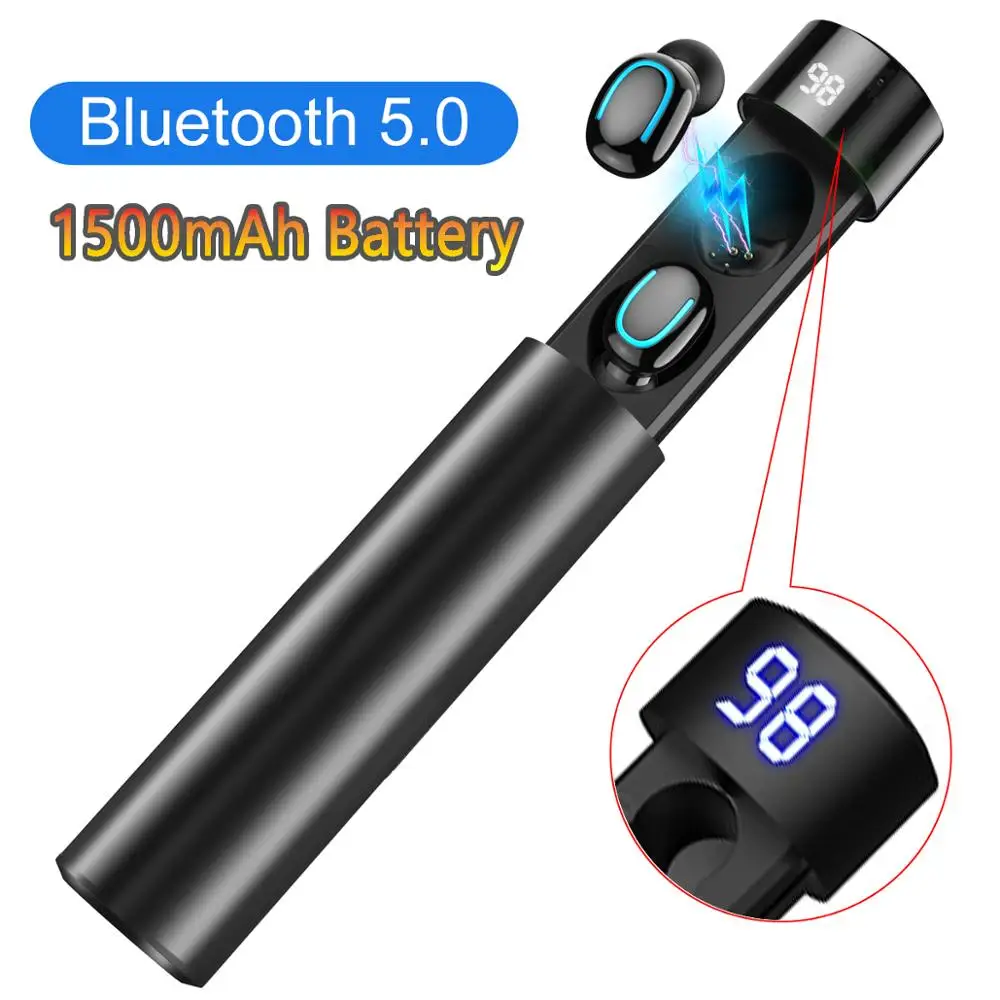 

Push Pull Style TWS Wireless Earbuds 3D Stereo Portable Bluetooth V5.0 Waterproof Smartphone Earphone With LED Power Display
