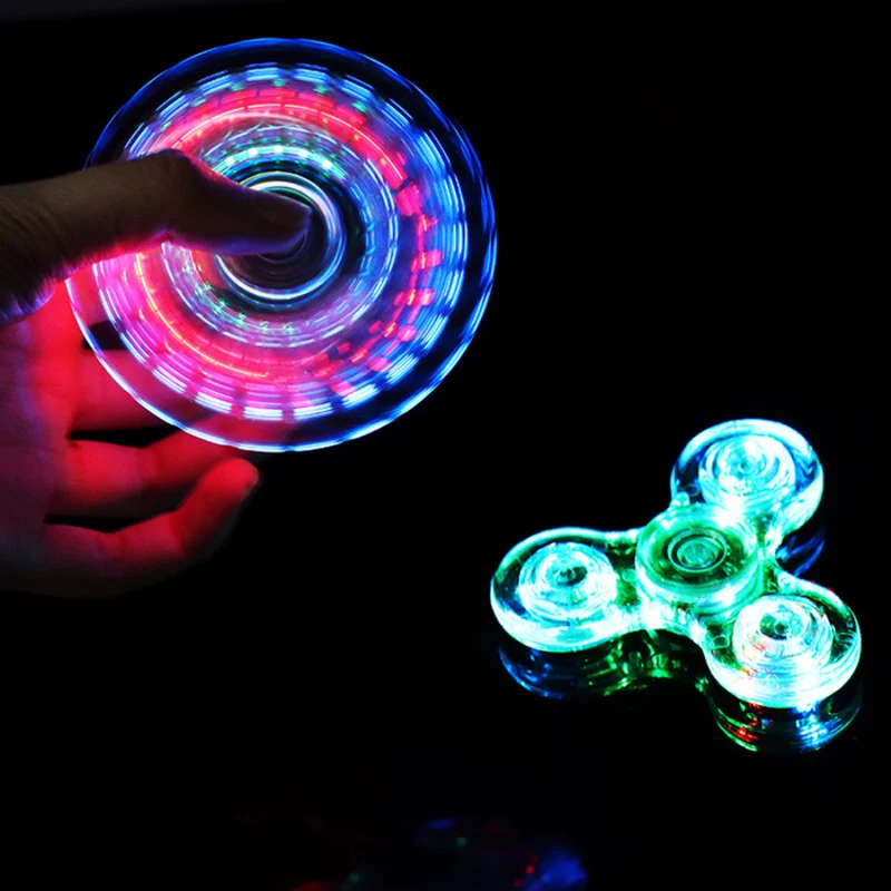 Светящийся светодиодный свет Fidget Spinner ручной Спиннер Спиннеры-мячики светящийся в темноте свет EDC Figet Spiner Бэтмен палец снятие стресса