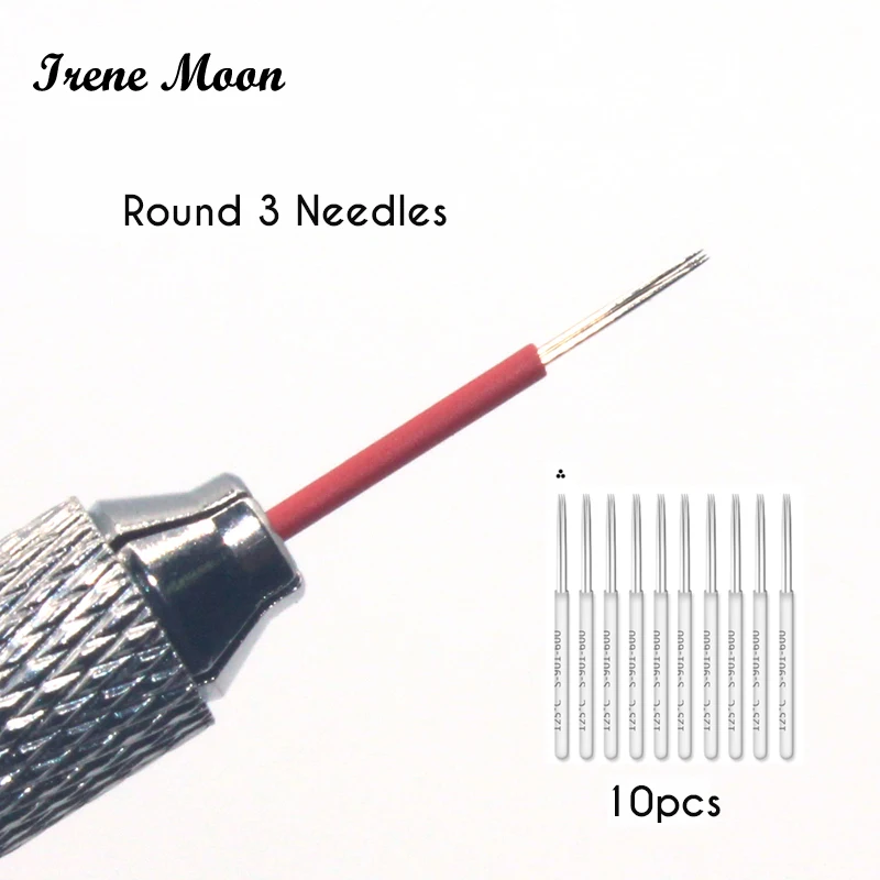 10 шт. круговые 3 штифта Профессиональные противотуманные Иглы для татуировки бровей микроблейдинг ИГЛЫ Перманентный макияж микроблепки принадлежности для татуировки