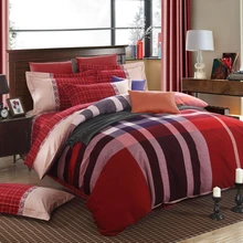 RED font b TARTAN b font PLAID DUVET SET QUILT COVER 100 Cotton brushed fabric Autumn