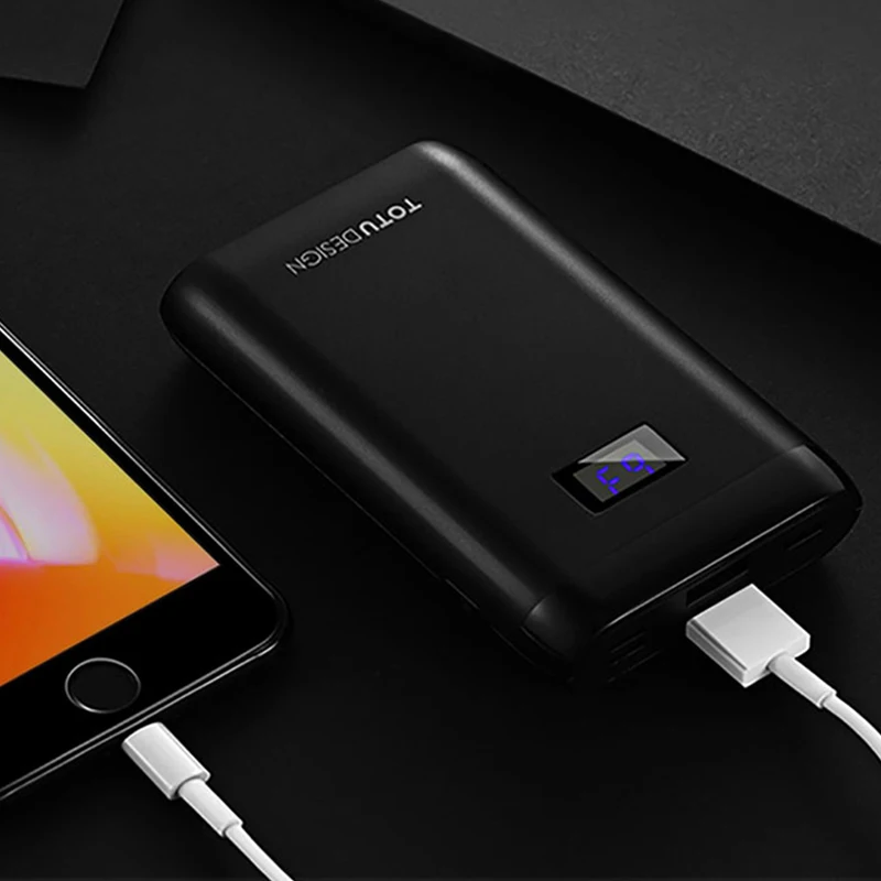 Портативное Внешнее зарядное устройство TOTU 10000 мАч с ЖК дисплеем типа C Micro USB для