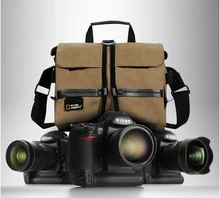 W737 genuína ombro bolsa de couro das mulheres dos homens de lona de algodão profissional foto saco de caixa da câmera para canon nikon sony