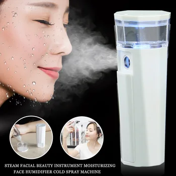 

White Portable Handy Nanometer Sprayer Mist Facial Body Nebulizer Steamer Moisturizing Hydrating Cold Humidifier Use Power Bank