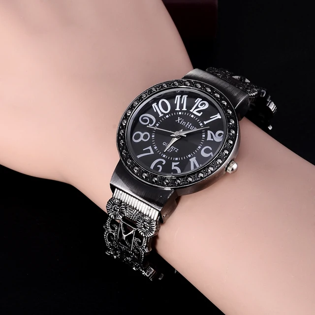 2018 New Hot Sell Xinhua Fashion Calm Black Bracelet Watches Women Rhinestone Cr 2018 New Hot Sell Xinhua Fashion Calm Black Bracelet Watches Women Rhinestone Cr
