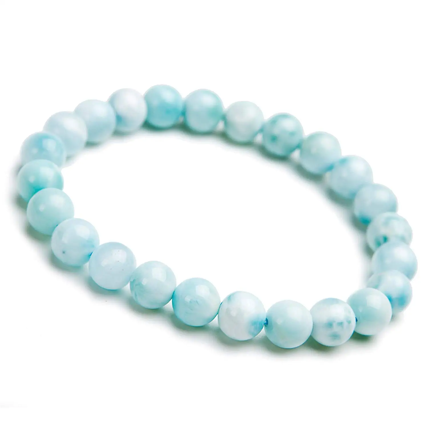 

8mm Genuine Larimar Bracelet for Women Men Gemstone Water Pattern Blue Stone Round Beads Bracelet Jewelry AAAA