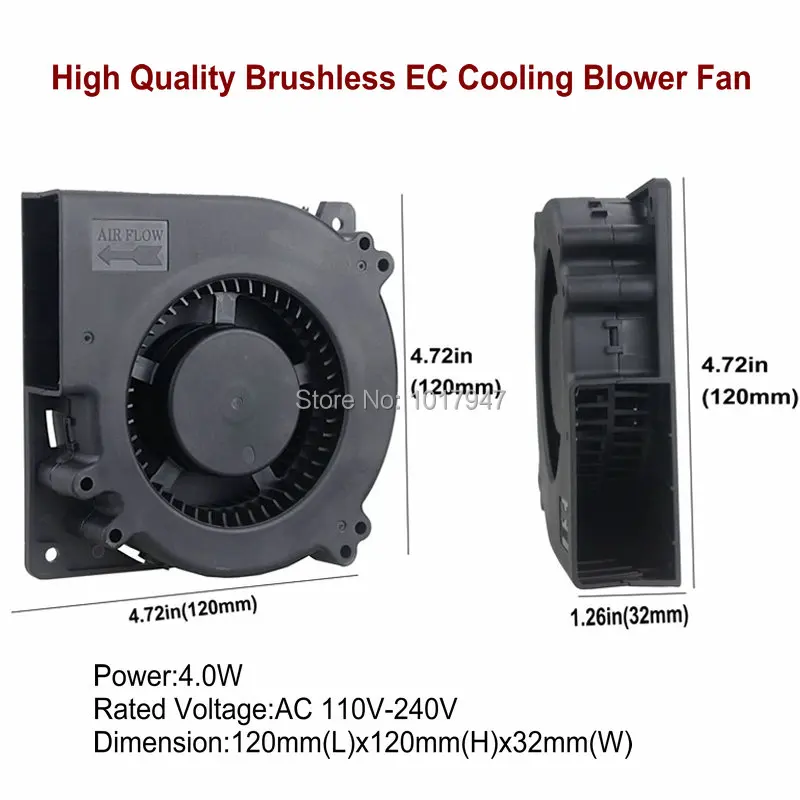 Gdstime 120 мм EC воздуходувы шарикоподшипник 12 см 12032 120x32 мм Бесщеточный вентилятор охлаждения AC 110 в 120 в 220 в 240 в