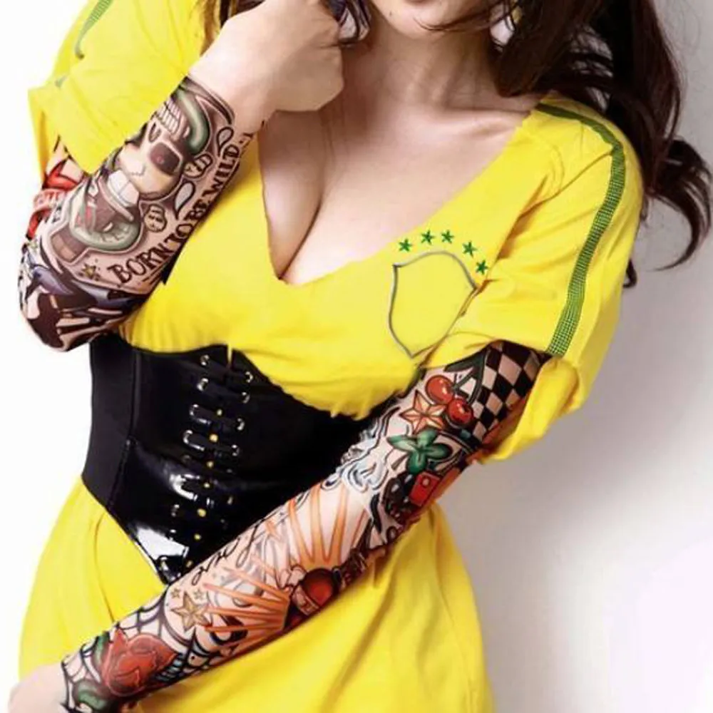 6 шт унисекс Временная подделка слипоны тату-рукава комплект новая мода солнцезащитный крем guantelete перчатку для защиты от солнца mangas