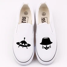 E-LOV; парусиновая обувь с рисунком граффити, пришельцев; женские повседневные лоферы; забавные аниме-фанаты; обувь для прогулок на плоской подошве; слипоны; Chaussures