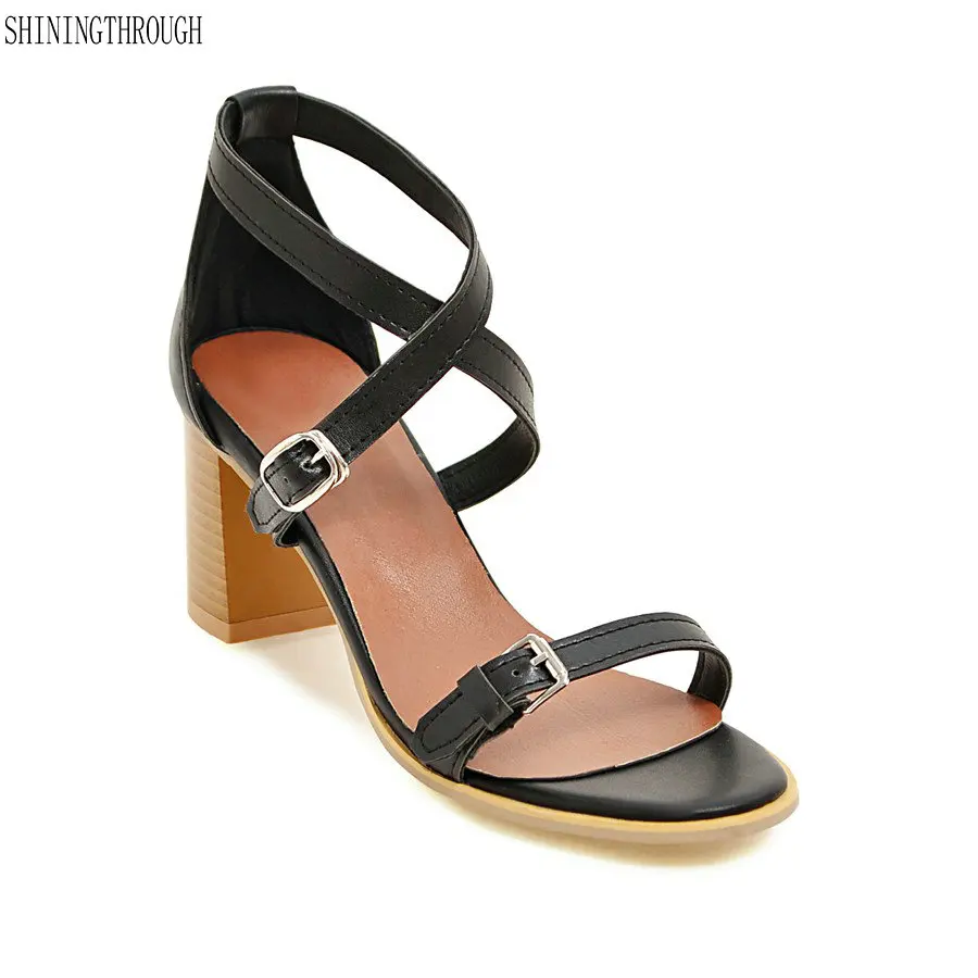 

2018 New Women Summer Shoes buckle shoes Fashion Summer Women's Sandals Women High heels shoes black brown beige