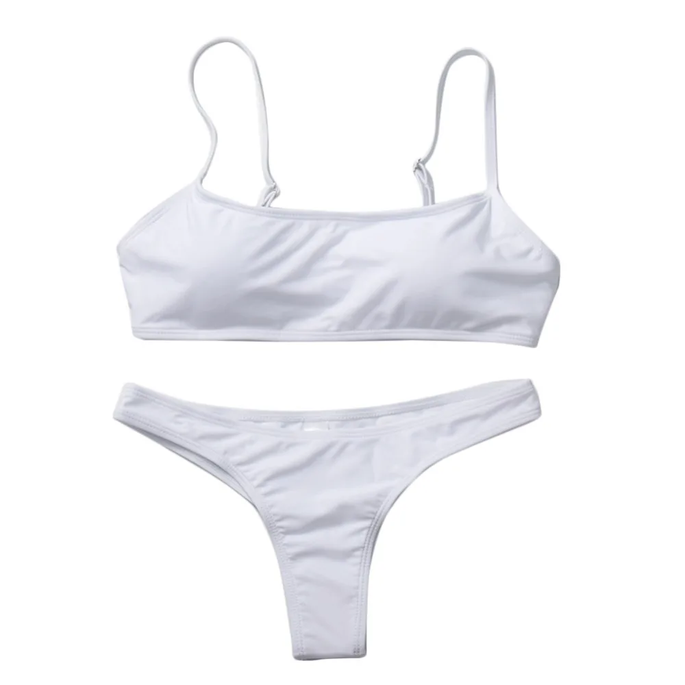 2019 nuevo conjunto de Bikini sólido de verano para mujer push-up sujetador sin relleno traje de baño triángulo bañador traje de baño biquini
