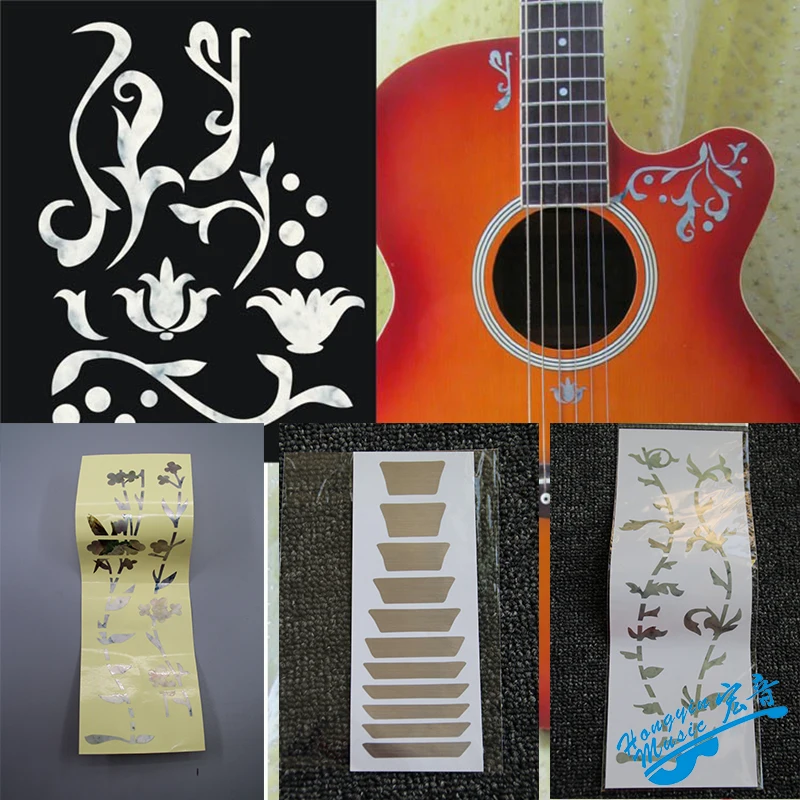 Guitar Fingerboard Protection Sticker Gardenia Flowers Tree Cherry Blossoms Star Cross With Colorful Shell Paper Decorative | Спорт и