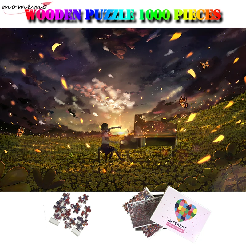 

MOMEMO Pianist 1000 Pieces Beautiful Cartoon Landscape Puzzle Wooden Adults Anime Jiagsaw Puzzle Interesting DIY 1000 Puzzle Toy