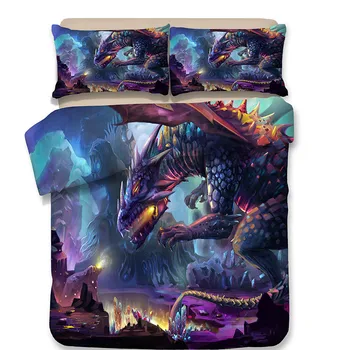 

Dinosaur Duvet Cover Set Different Types of Dinosaurs Natural Jungle Environment T-Rex Triceratops Cartoon 3pcs 3D Bedding Set
