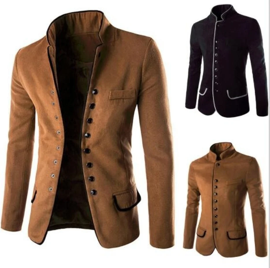 

ZOGAA Mens Jackets Casual Coats Slim Fit Blazer Suits Men Top Quality Stand Collar Woollen Social Business Outwear Overcoat Men